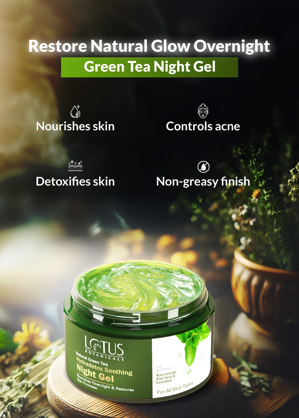 Natural Green Tea HydraDetox Soothing Night Gel