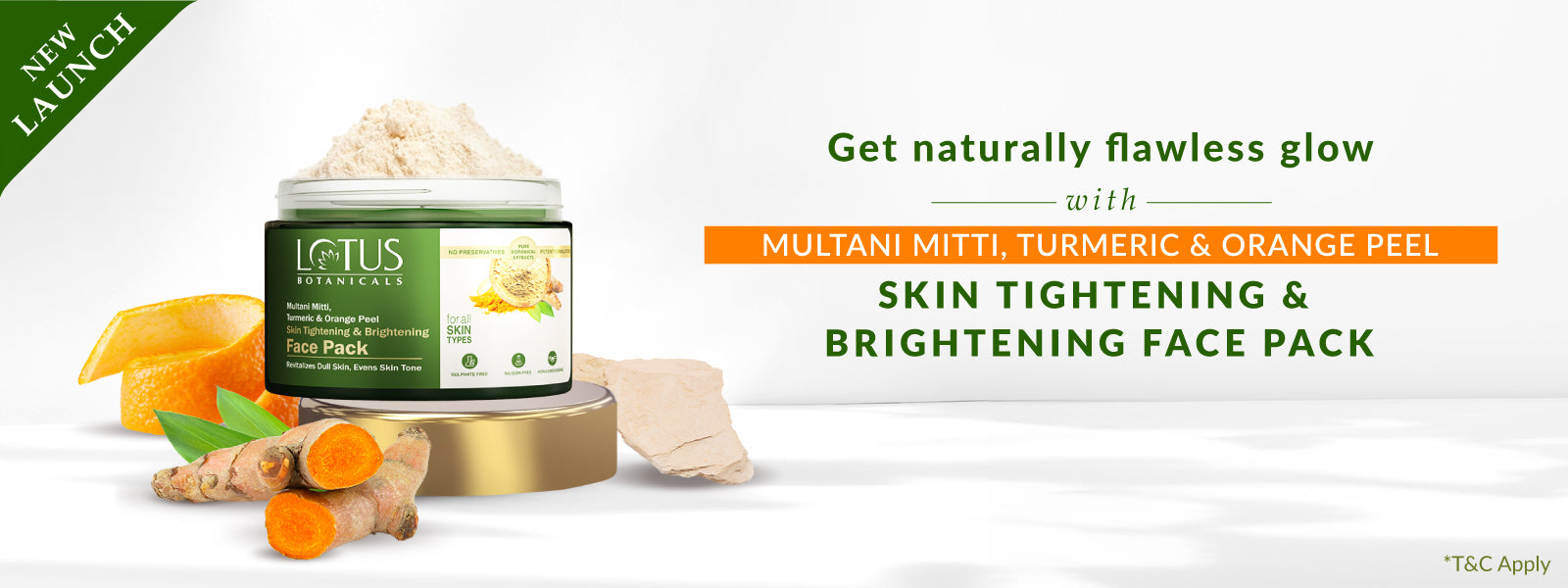 Multani Mitti, Turmeric & Orange Peel Skin Tightening & Brightening Face Pack