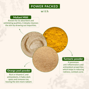 Multani Mitti, Turmeric & Orange Peel Skin Tightening & Brightening Face Pack